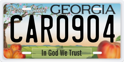 GA license plate CAR0904