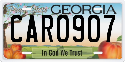 GA license plate CAR0907