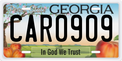 GA license plate CAR0909