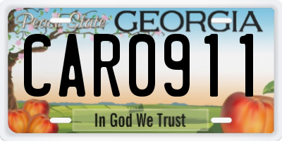 GA license plate CAR0911