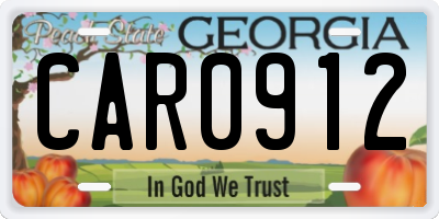 GA license plate CAR0912