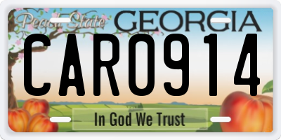 GA license plate CAR0914