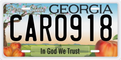 GA license plate CAR0918