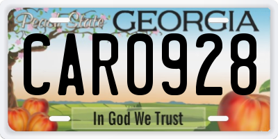 GA license plate CAR0928