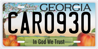 GA license plate CAR0930