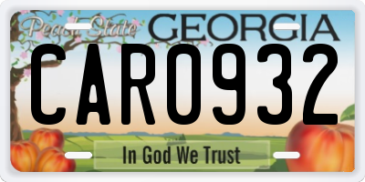 GA license plate CAR0932