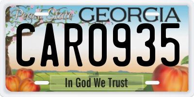 GA license plate CAR0935