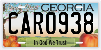 GA license plate CAR0938