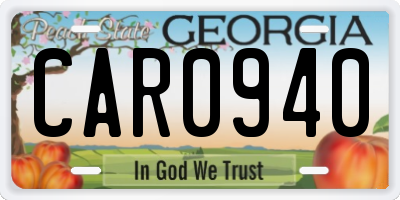 GA license plate CAR0940