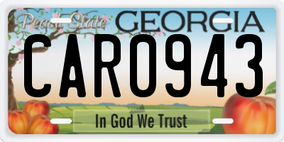 GA license plate CAR0943