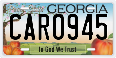 GA license plate CAR0945