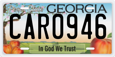 GA license plate CAR0946