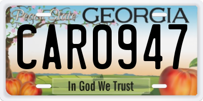 GA license plate CAR0947
