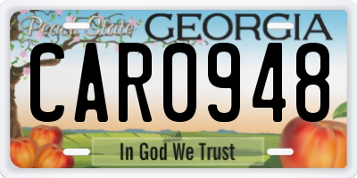 GA license plate CAR0948