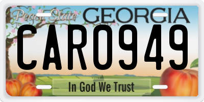 GA license plate CAR0949