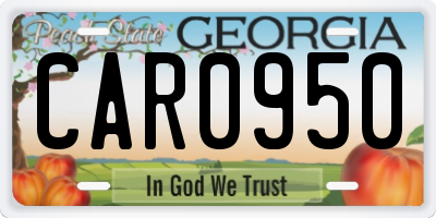 GA license plate CAR0950