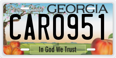 GA license plate CAR0951