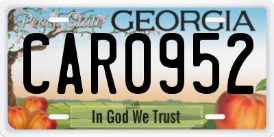 GA license plate CAR0952