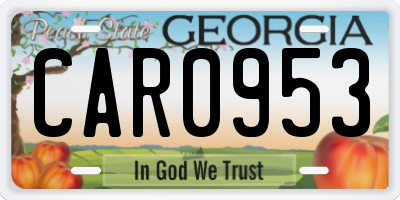 GA license plate CAR0953