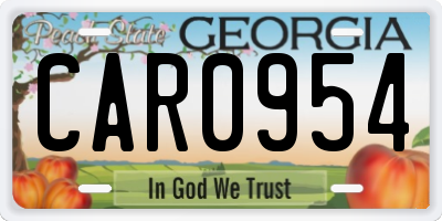 GA license plate CAR0954