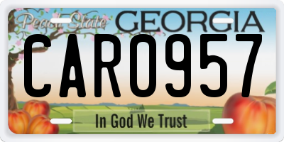 GA license plate CAR0957