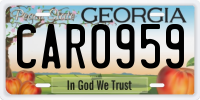 GA license plate CAR0959