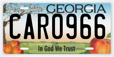 GA license plate CAR0966