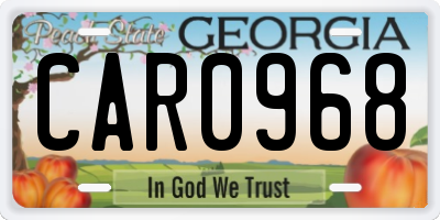 GA license plate CAR0968