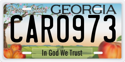 GA license plate CAR0973