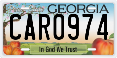 GA license plate CAR0974