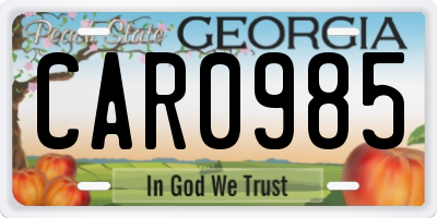 GA license plate CAR0985