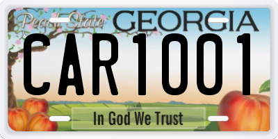 GA license plate CAR1001