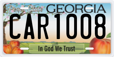 GA license plate CAR1008