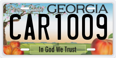 GA license plate CAR1009