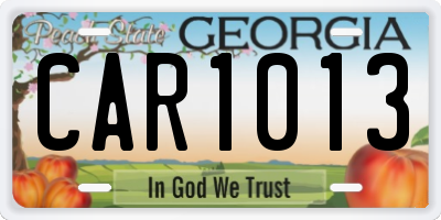 GA license plate CAR1013