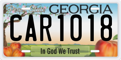 GA license plate CAR1018