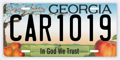 GA license plate CAR1019