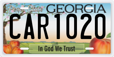 GA license plate CAR1020