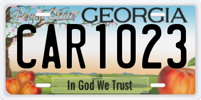 GA license plate CAR1023