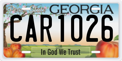 GA license plate CAR1026