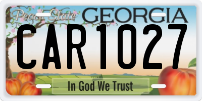 GA license plate CAR1027
