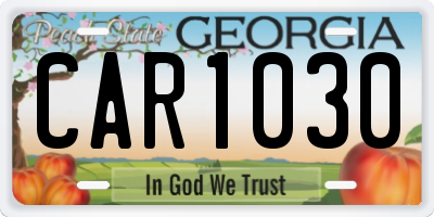 GA license plate CAR1030