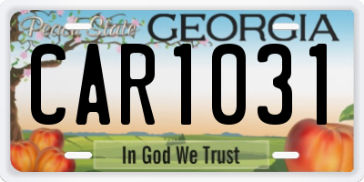 GA license plate CAR1031