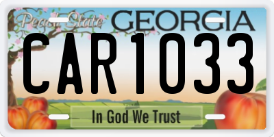 GA license plate CAR1033