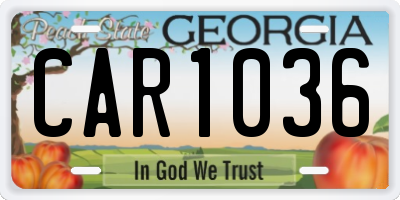 GA license plate CAR1036