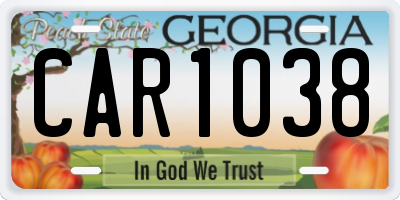 GA license plate CAR1038