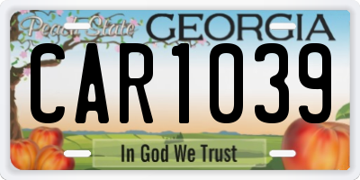 GA license plate CAR1039