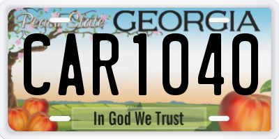 GA license plate CAR1040