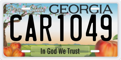 GA license plate CAR1049