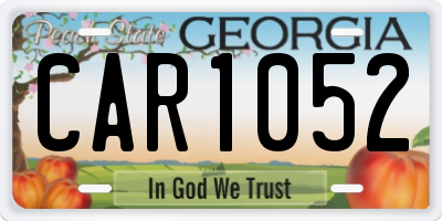 GA license plate CAR1052